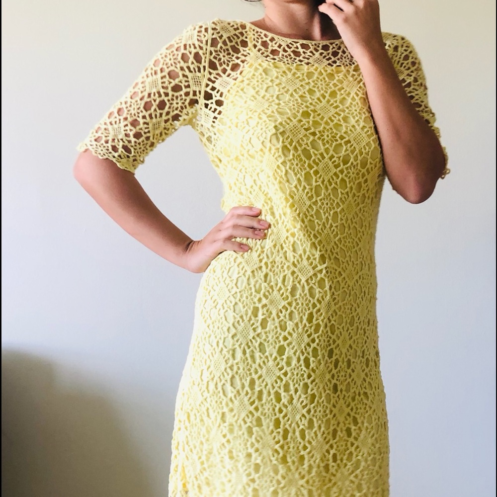 Ralph Lauren Classy Crochet Yellow dress S - Picture 2 of 14